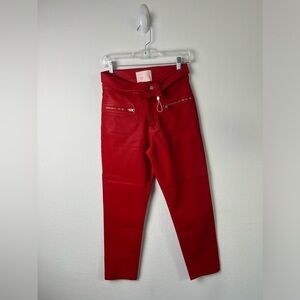 REVICE V Waist Fold Over Coated Denim Pants